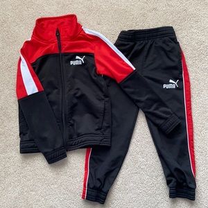 Puma boys track suit 4T in black, red, white